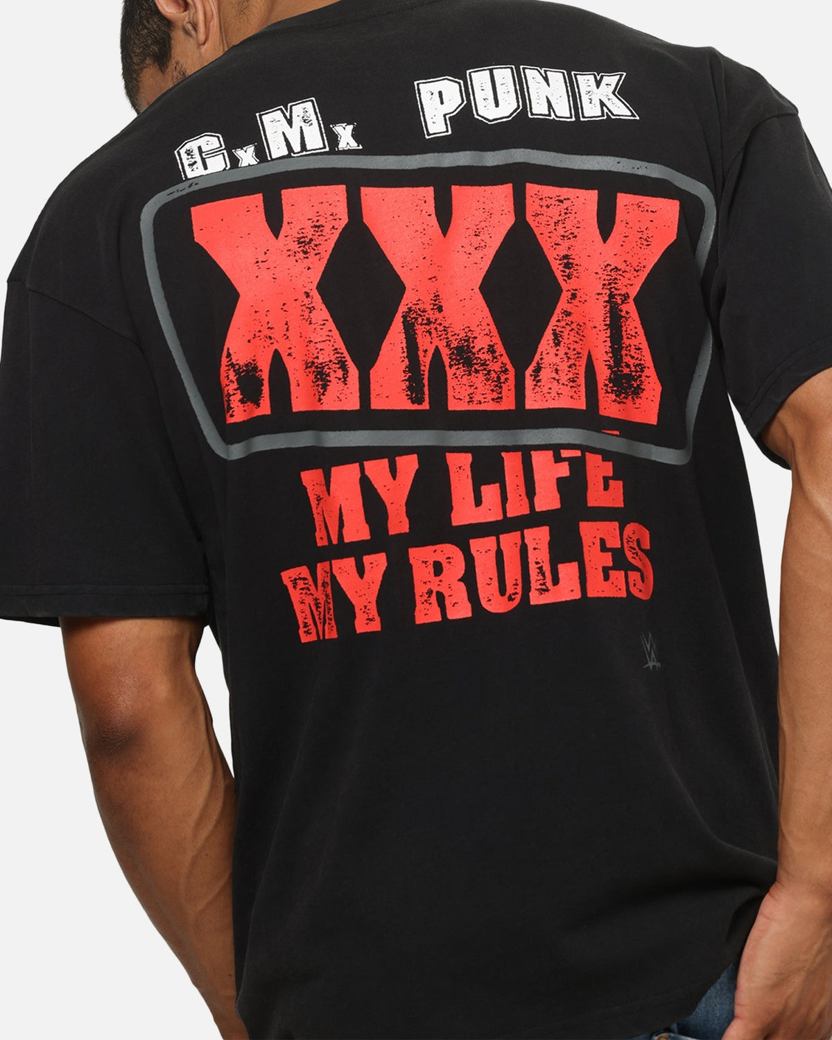 73Studio X WWE CM Punk My Life Rules Vintage T-Shirt Black Acidwash - image 8