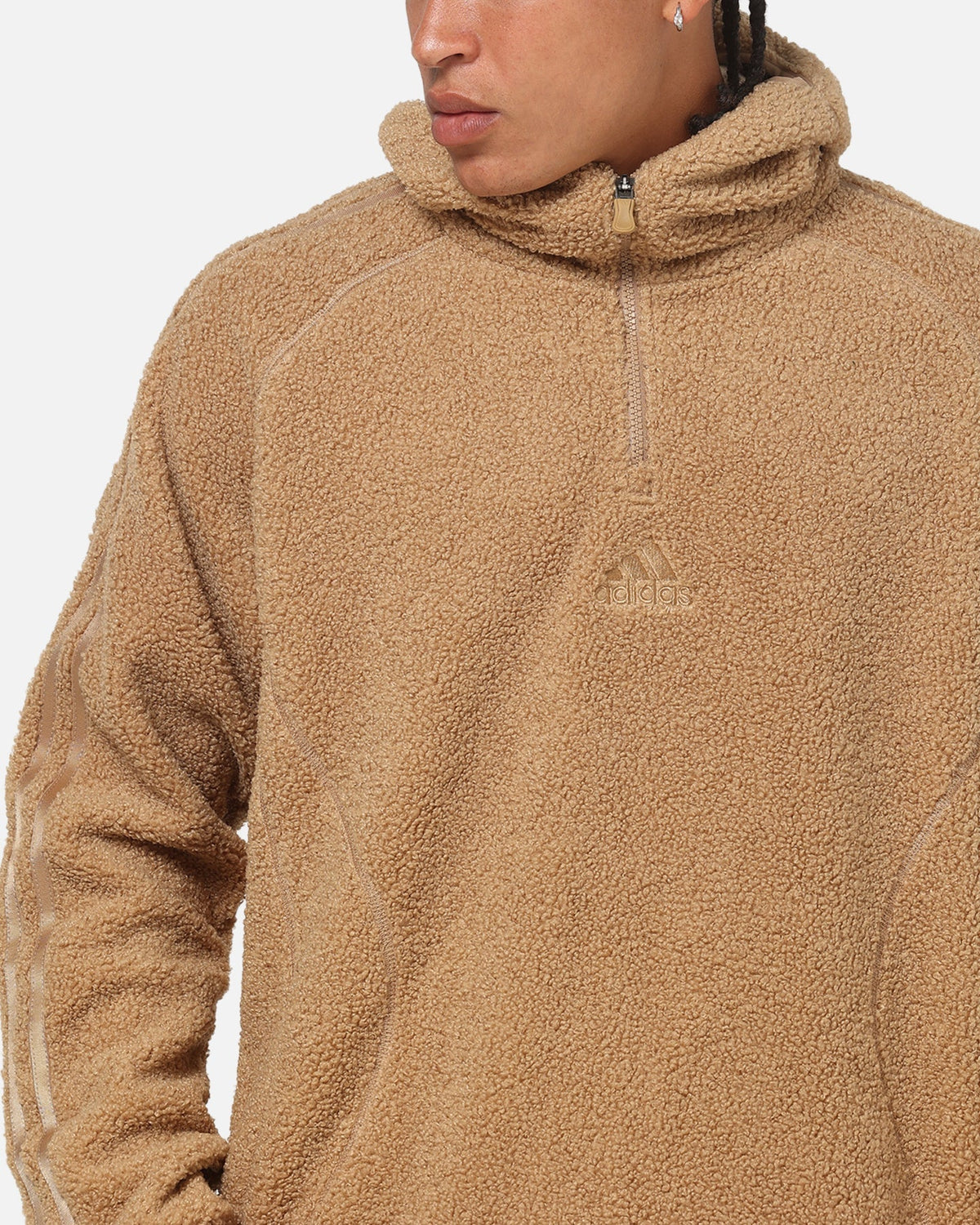 Adidas Fleece Teamgeist 1/4 Zip Hoodie Cardboard - image 7