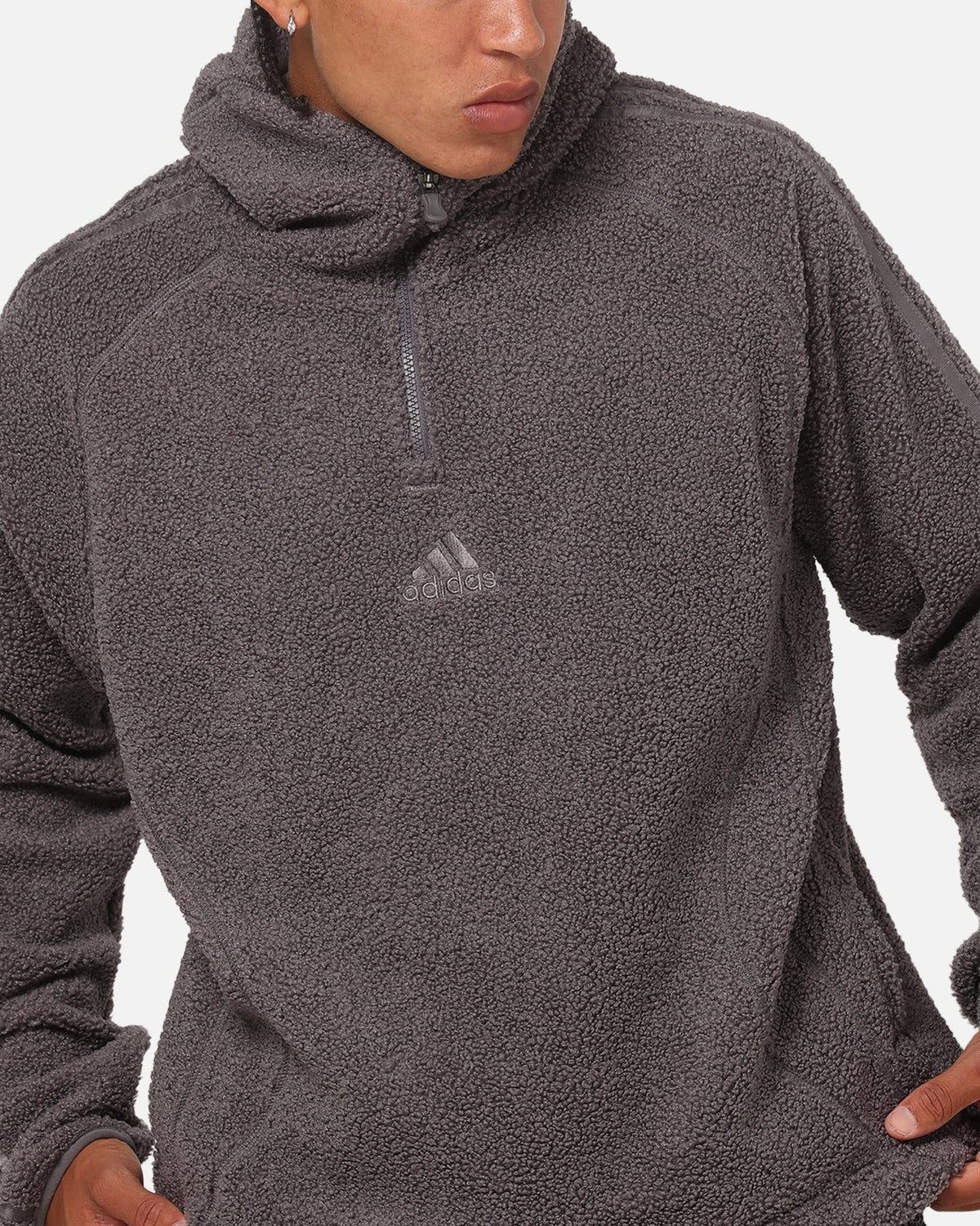 Adidas Fleece Teamgeist 1/4 Zip Hoodie Black - image 7