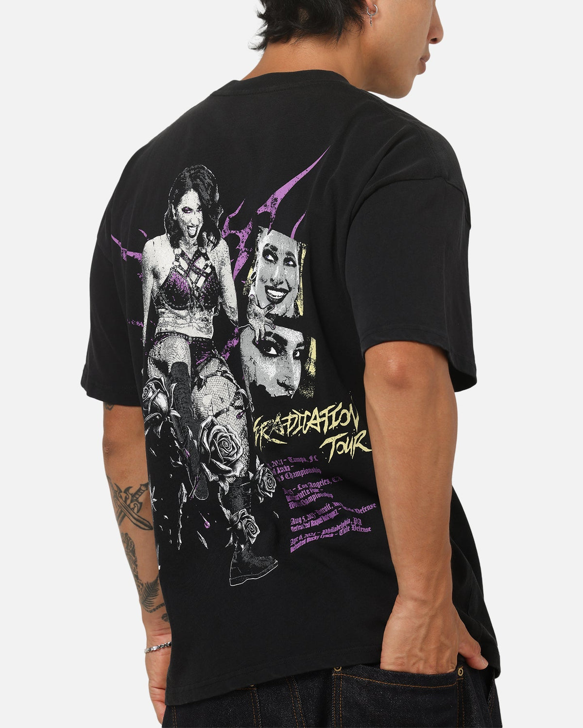 73Studio X WWE Rhea Ripley Vintage T-Shirt Black Acidwash - image 8