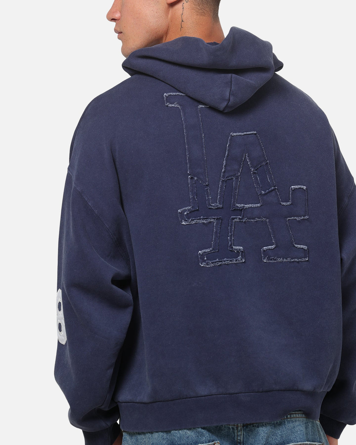 Majestic Athletic Los Angeles Dodgers MLB Ghost Fade Box Hoodie Indigo - image 8