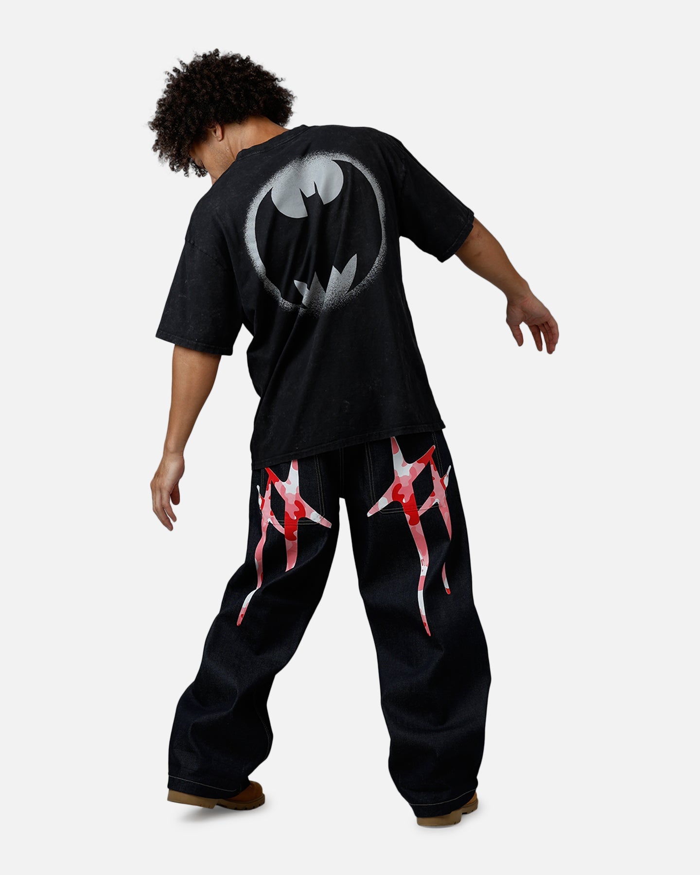 73Studio X DC Batman Dark Knight T-Shirt Black Acidwash