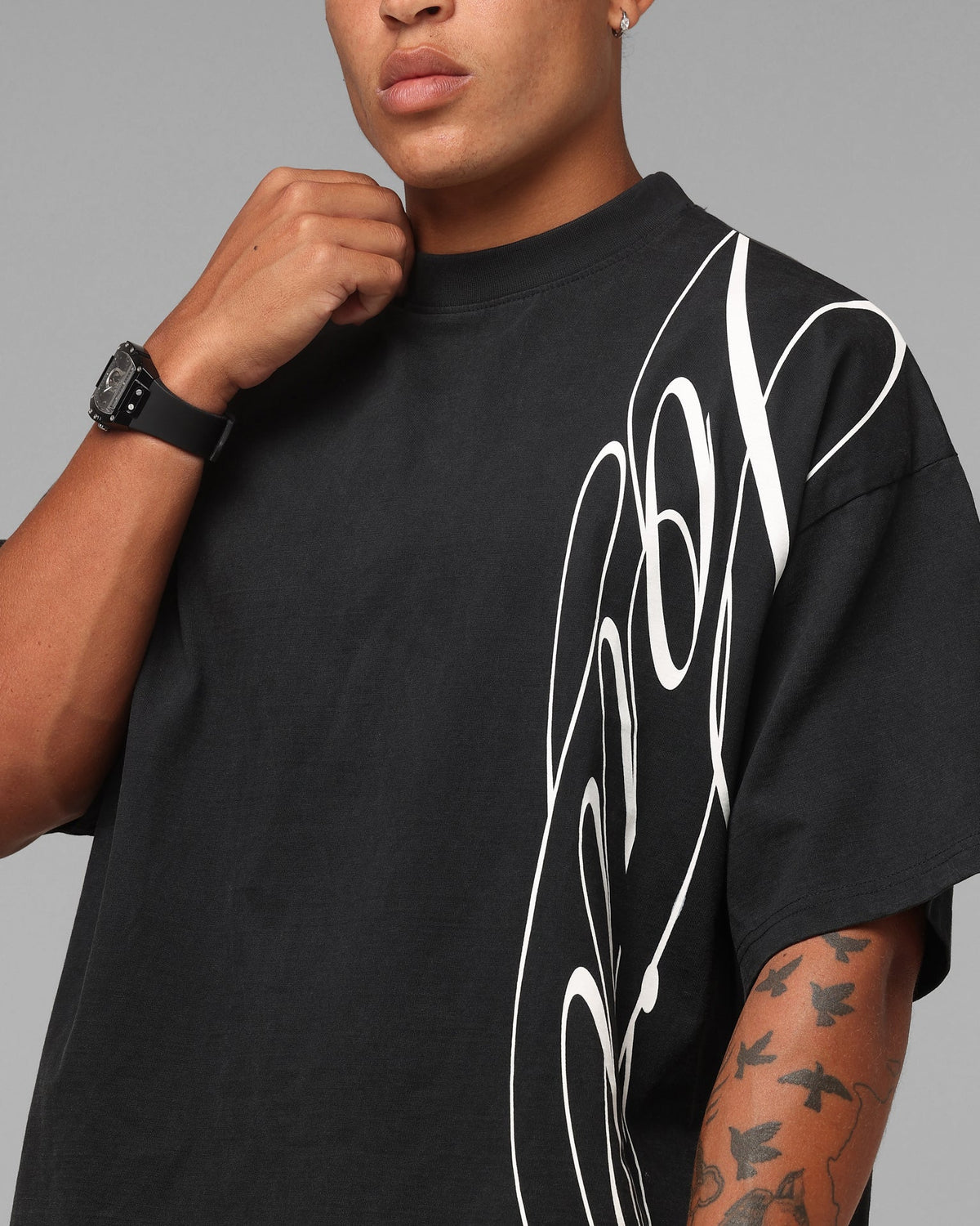 Loiter Script T-Shirt Washed Black - image 6