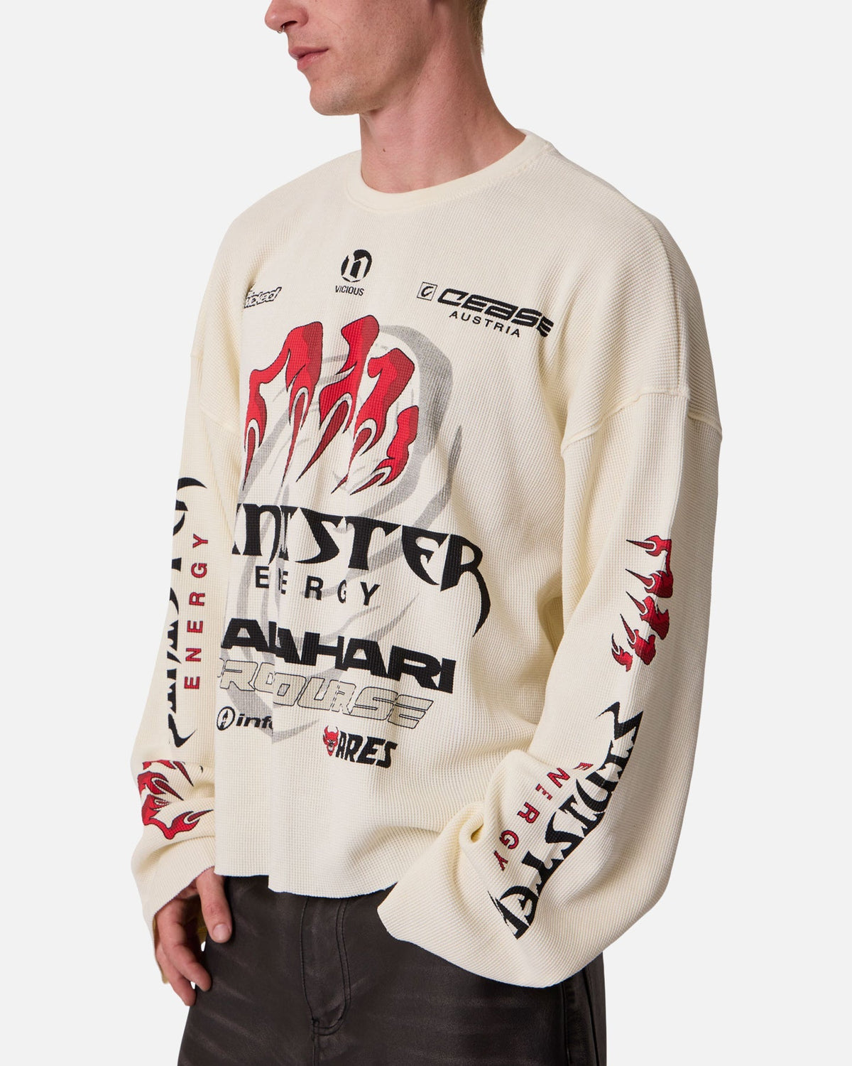 MNML Sinister Long Sleeve Thermal T-Shirt Off White - image 6