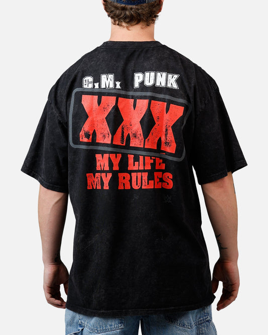 73Studio X WWE Wrestlemania 42 CM Punk T-Shirt Black Acidwash - image 2