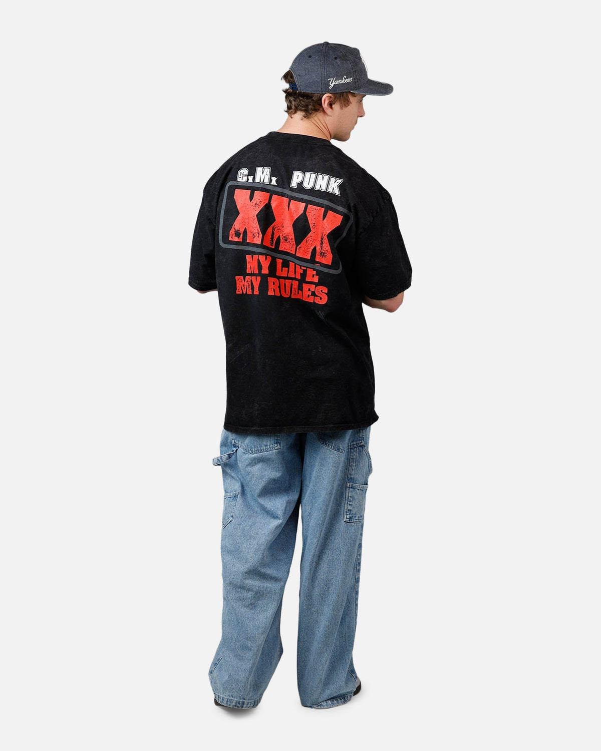 73Studio X WWE Wrestlemania 42 CM Punk T-Shirt Black Acidwash - image 6