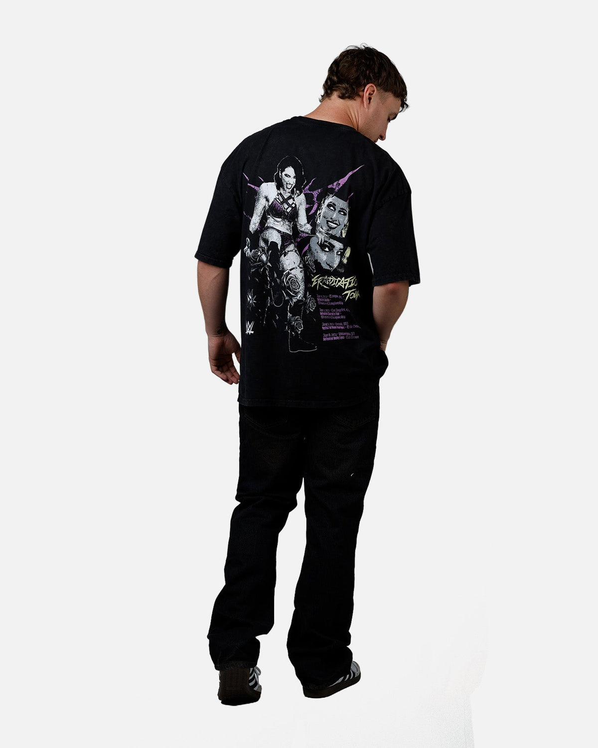 73Studio X WWE Wrestlemania 42 Rhea Ripley T-Shirt Black Acidwash - image 6