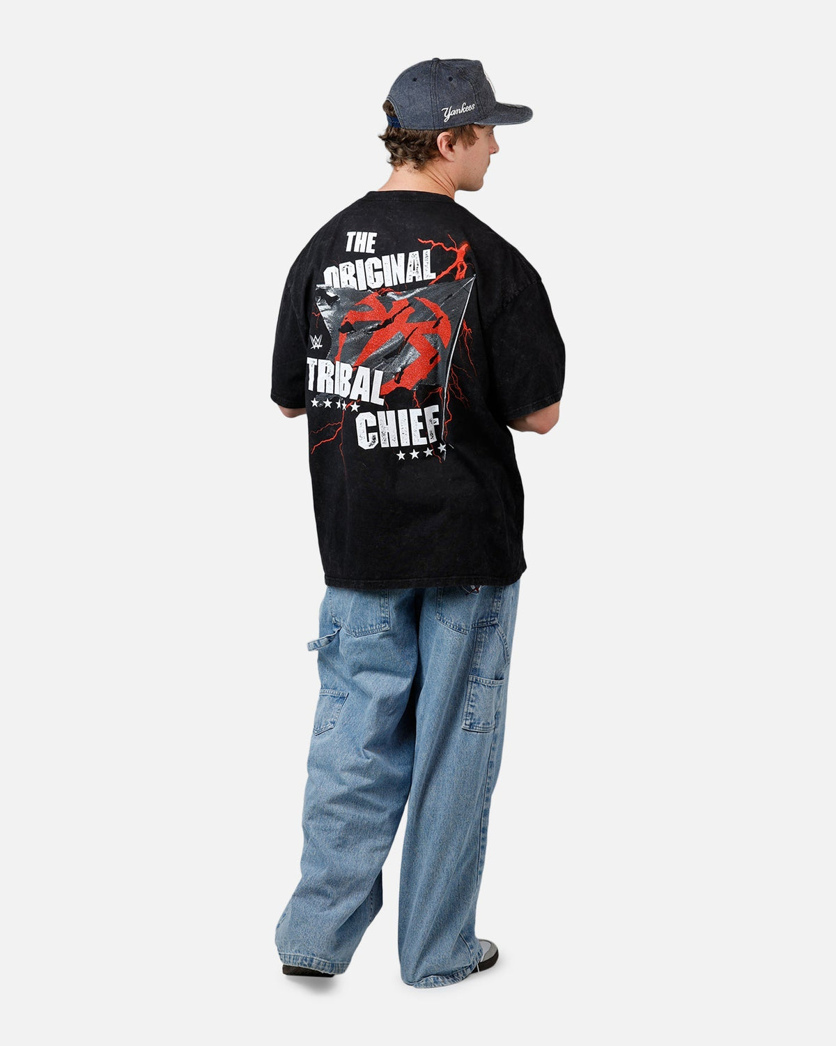 73Studio X WWE Wrestlemania 42 Roman Reigns T-Shirt Black Acidwash - image 6