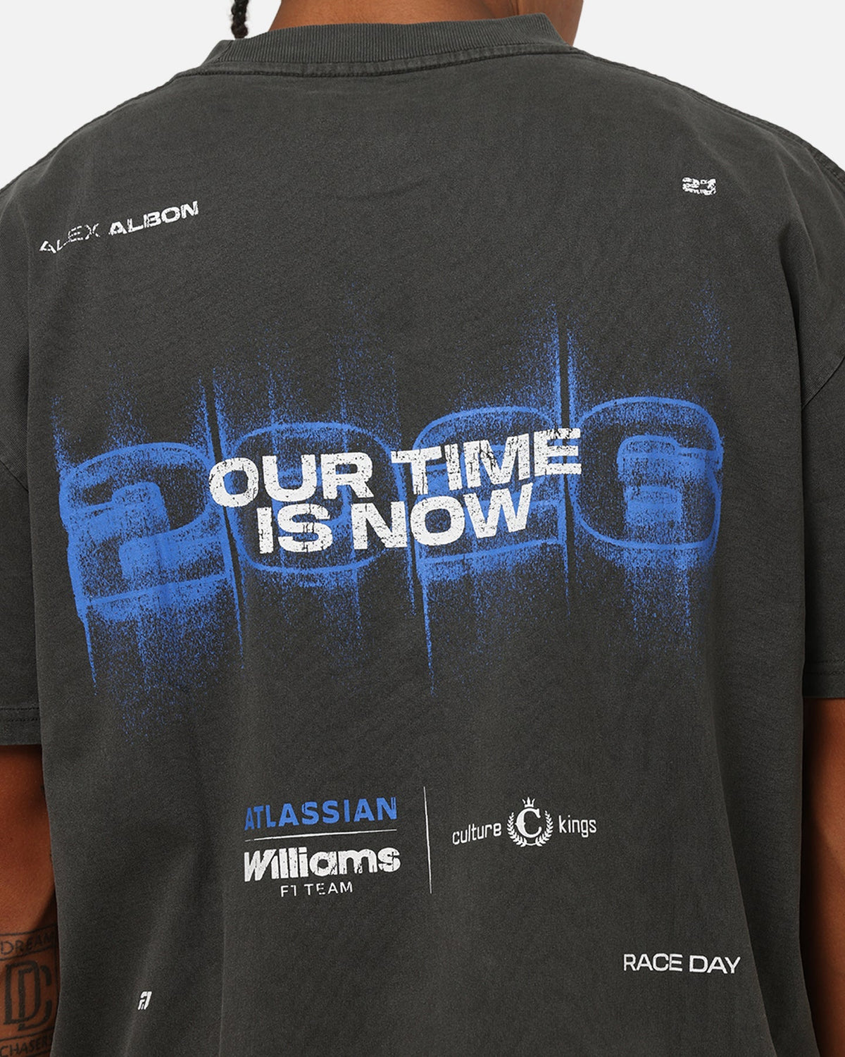 Culture Kings X Atlassian Williams F1 Team Alex Albon T-Shirt Black Acidwash