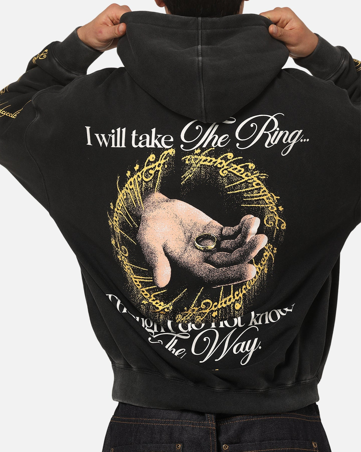 73Studio X The Lord Of The Rings The Ring Hoodie Black Acidwash - image 8