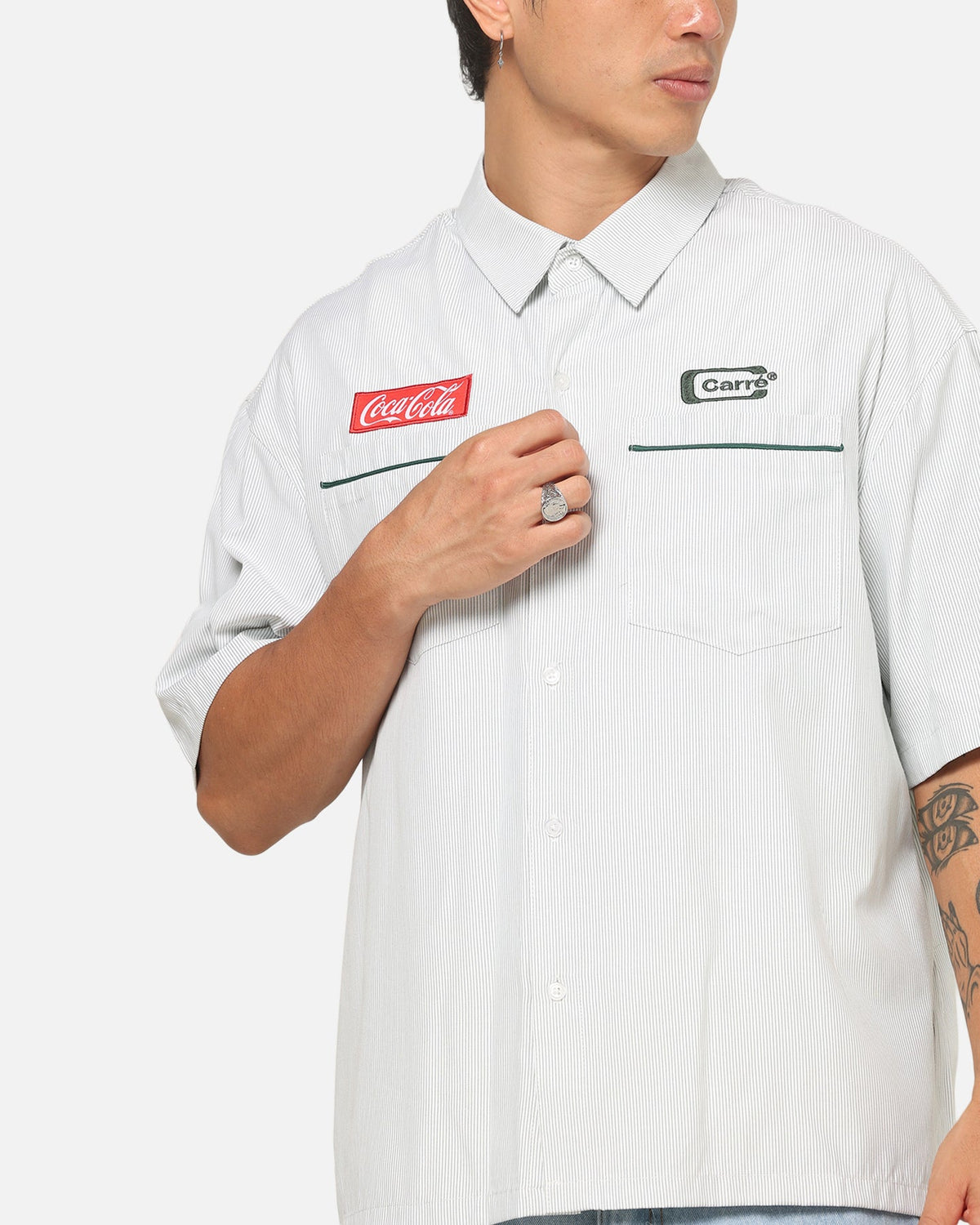 Carre Carré X Coca Cola Road Pilot Button Up Shirt Green - image 8