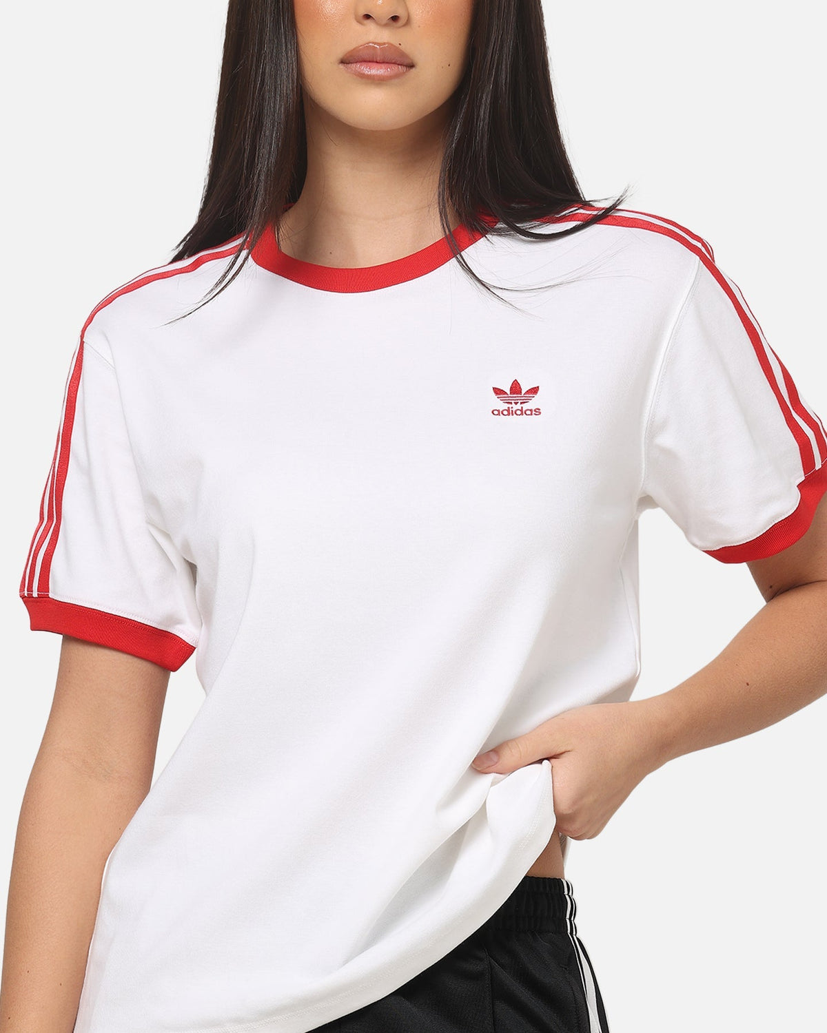 Adidas Women's 3 Stripe T-Shirt White/Red - image 6