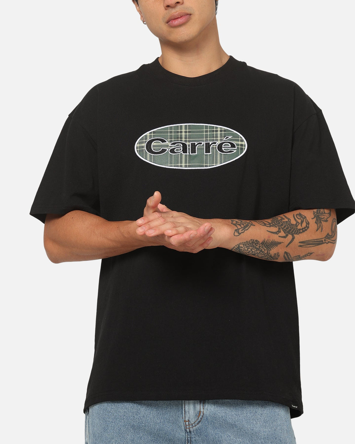 Carre Plaid Oval T-Shirt Solid Black - image 6