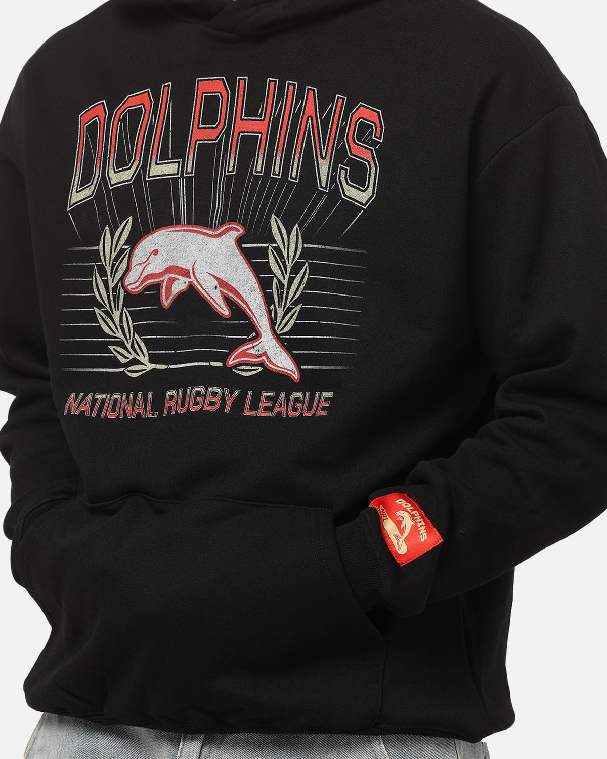 Bleacher Athletic Dolphins NRL Adult Club Wreath Hoodie Black