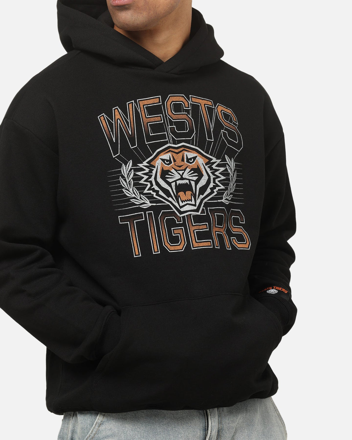Bleacher Athletic Wests Tigers NRL Adult Club Wreath Hoodie Black