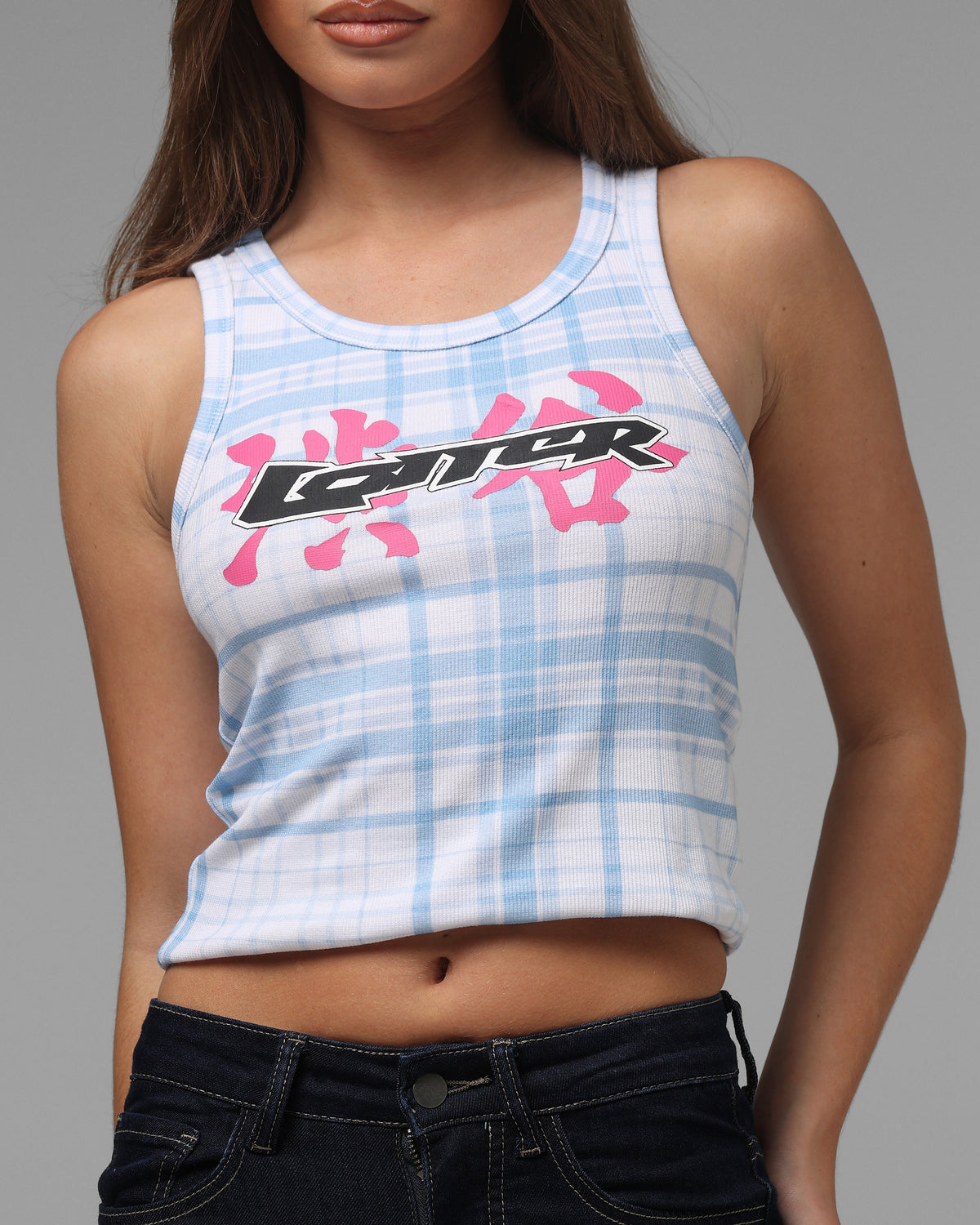 Loiter Women's Shibuya Tank Blue Plaid - image 6