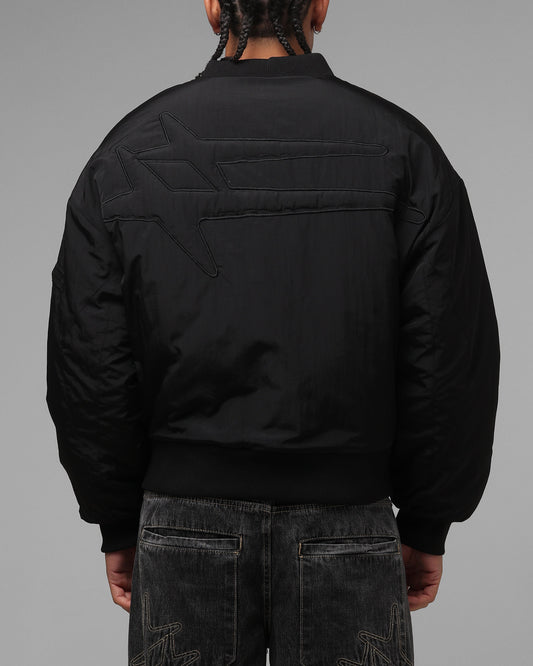 Loiter Hybrid Cropped Bomber Jacket Black