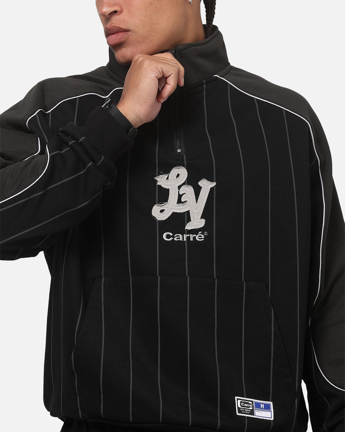 Carre Las Vegas City Series Quarter Zip Crewneck Black Pinstripe - image 6