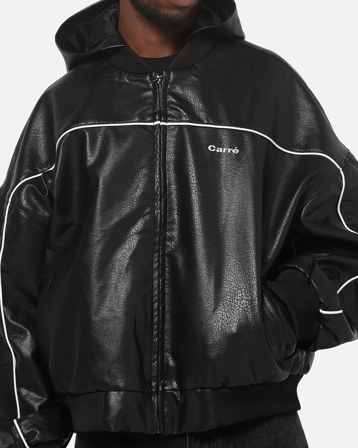 Carre Velocity Vegan Leather Bomber Jacket Black - image 6