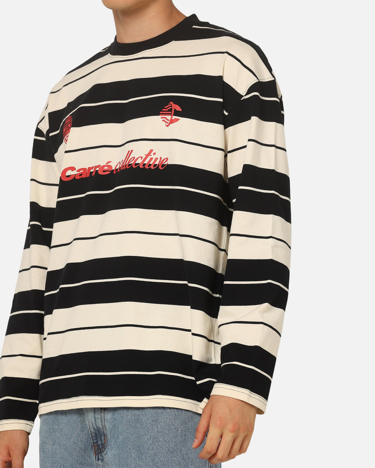 Carre Collective Stripe Long Sleeve T-Shirt Black/Off White - image 6