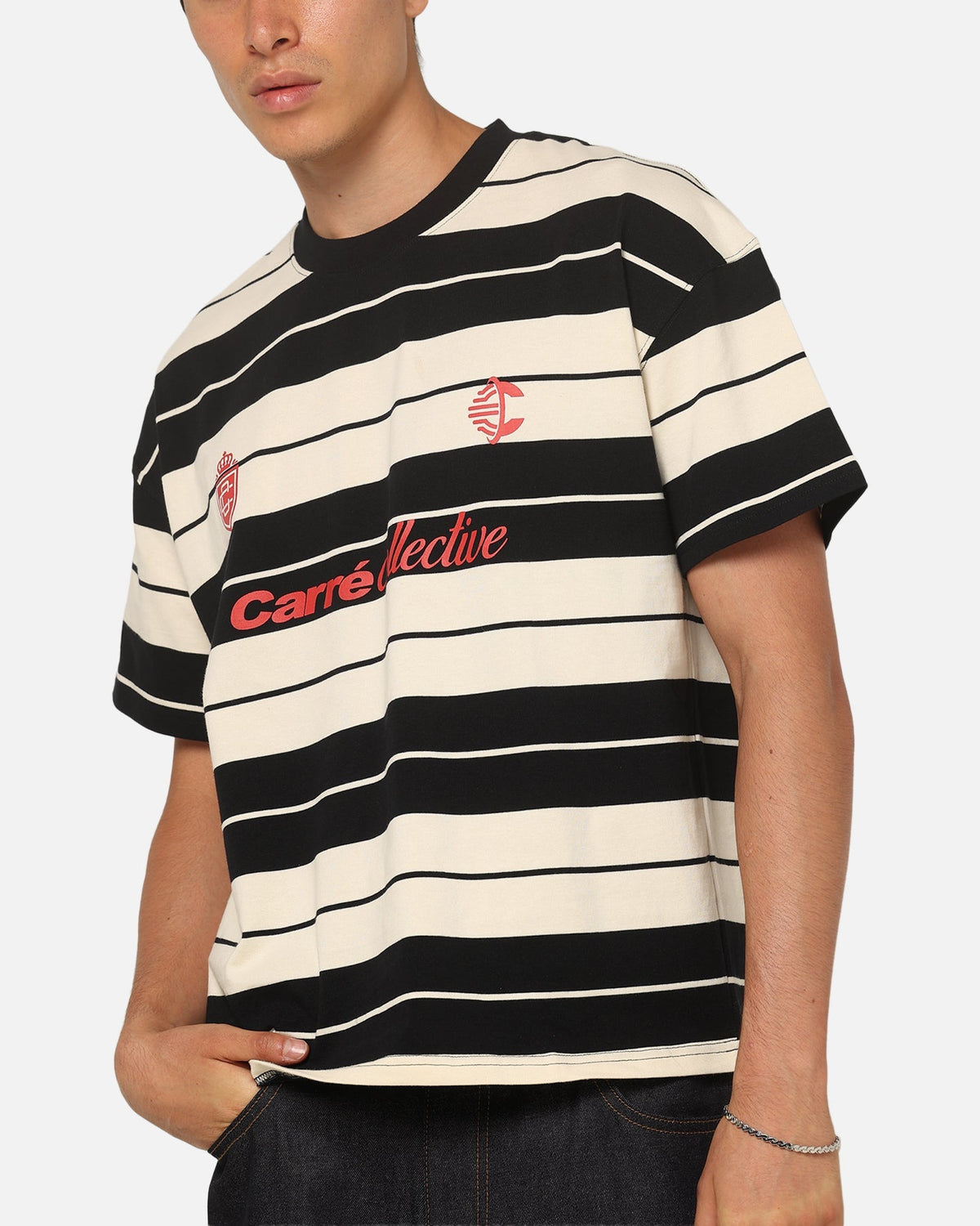Carre Collective Stripe T-Shirt Black/Off White - image 6