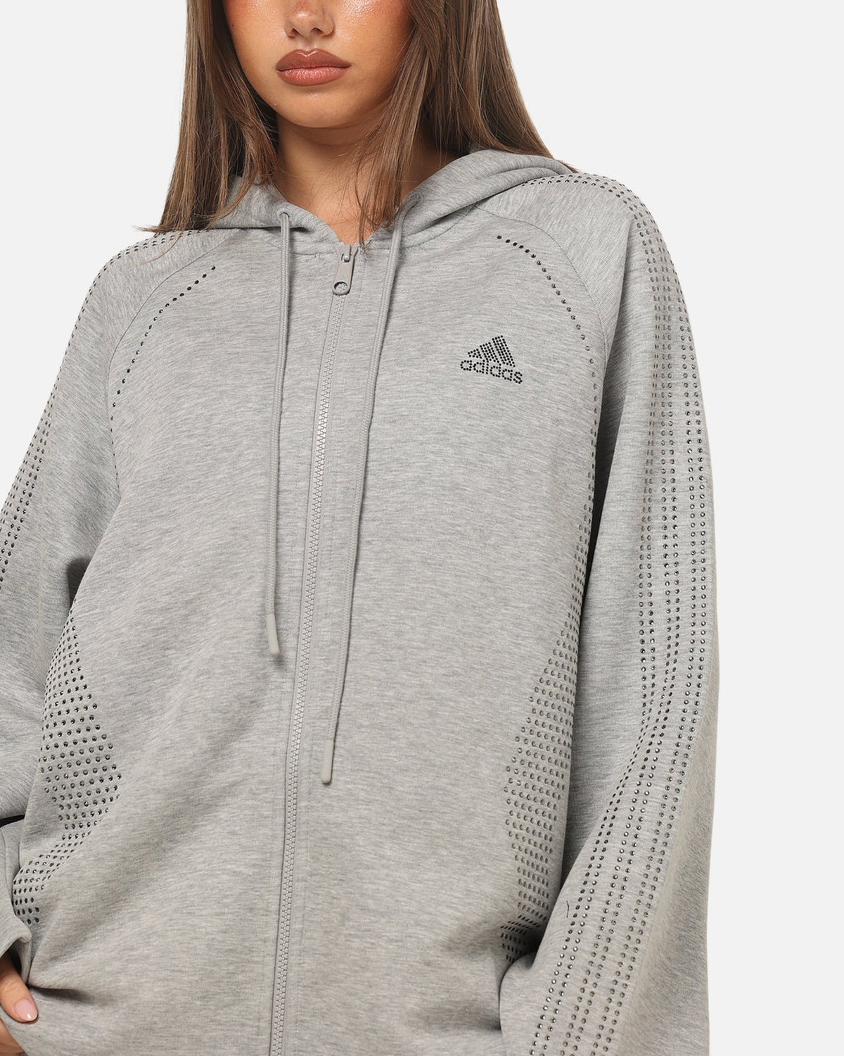 Adidas Women's Teamgeist Rhinestone Track Top Grey Marle - image 6