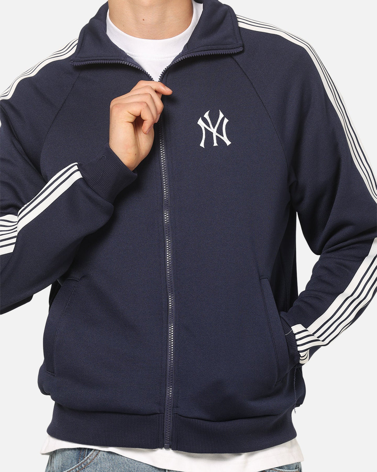 Majestic Athletic New York Yankees TM Tape Tricot Track Top Indigo - image 6