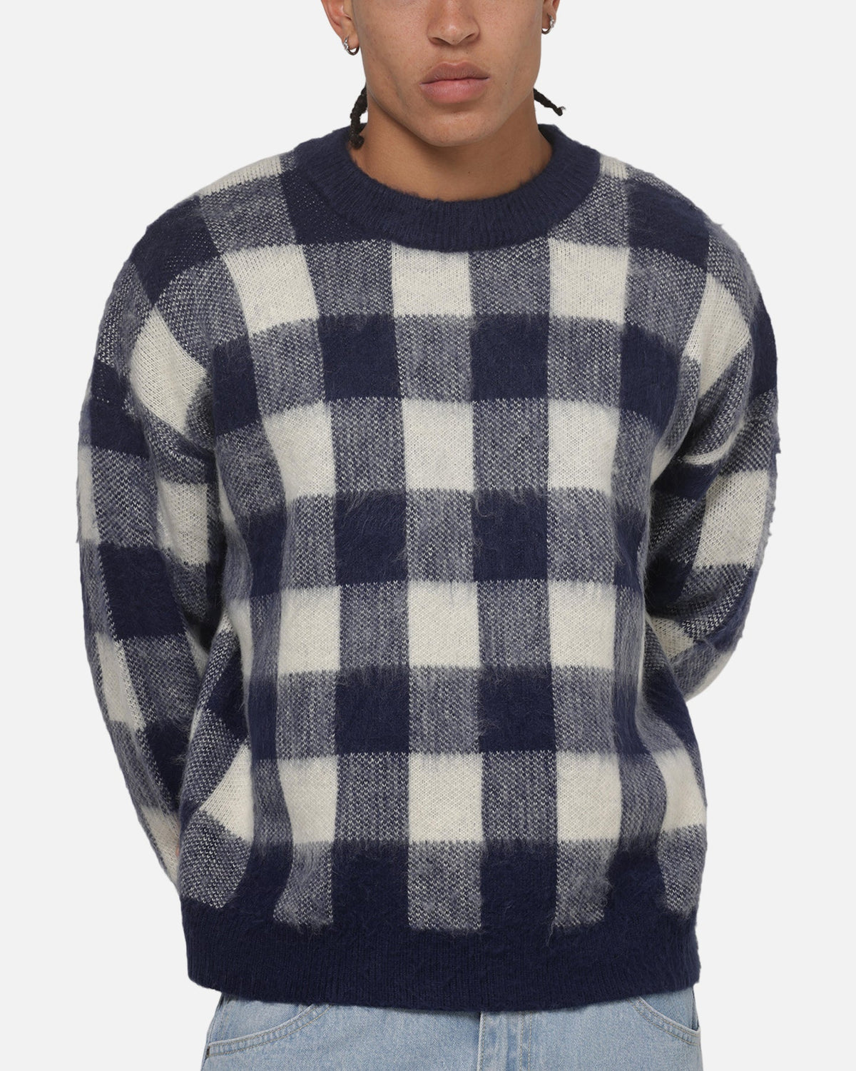 Carre Ombre Knitted Jumper Navy Plaid - image 6