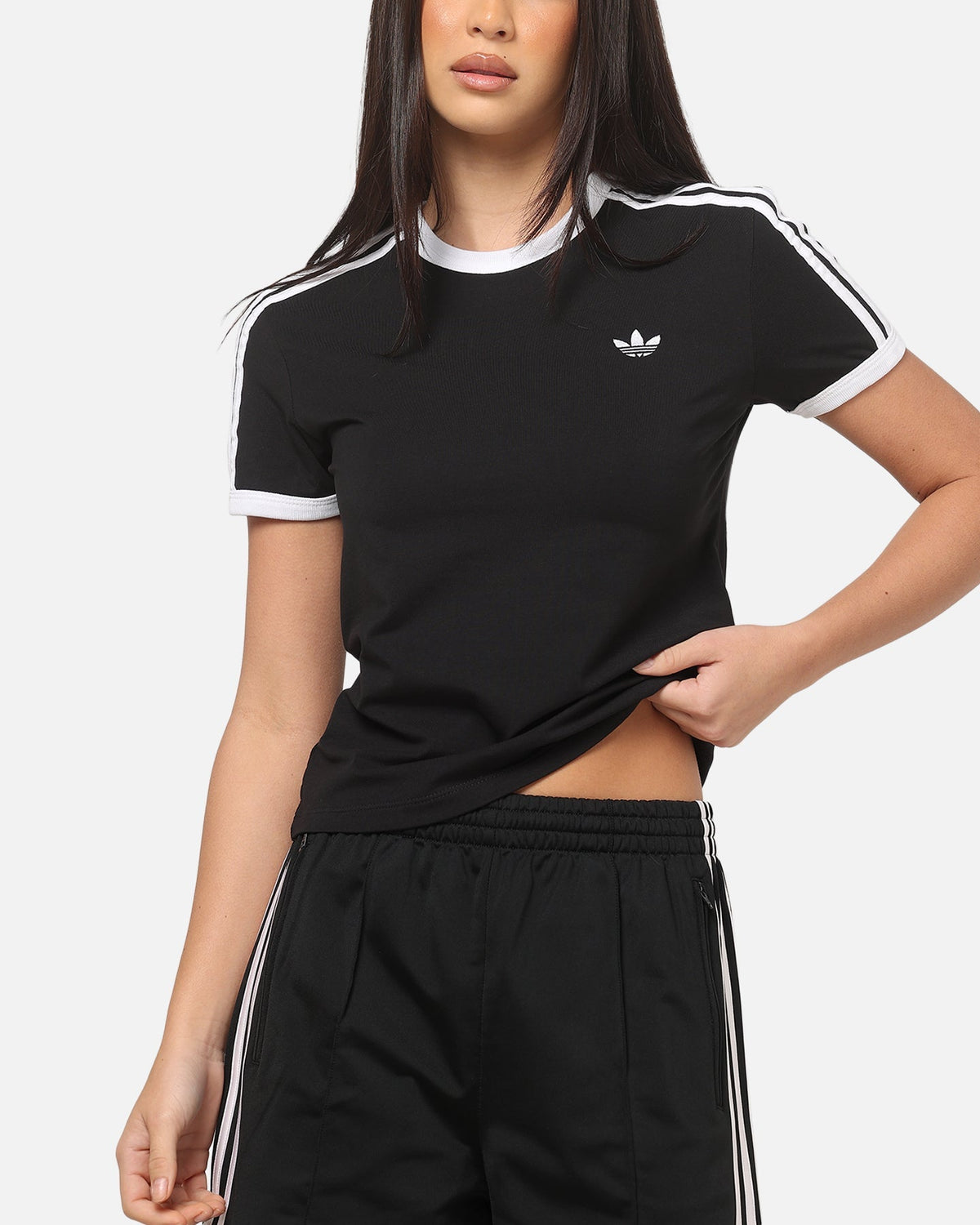 Adidas Women's 3 Stripe Slim T-Shirt Black/White - image 7