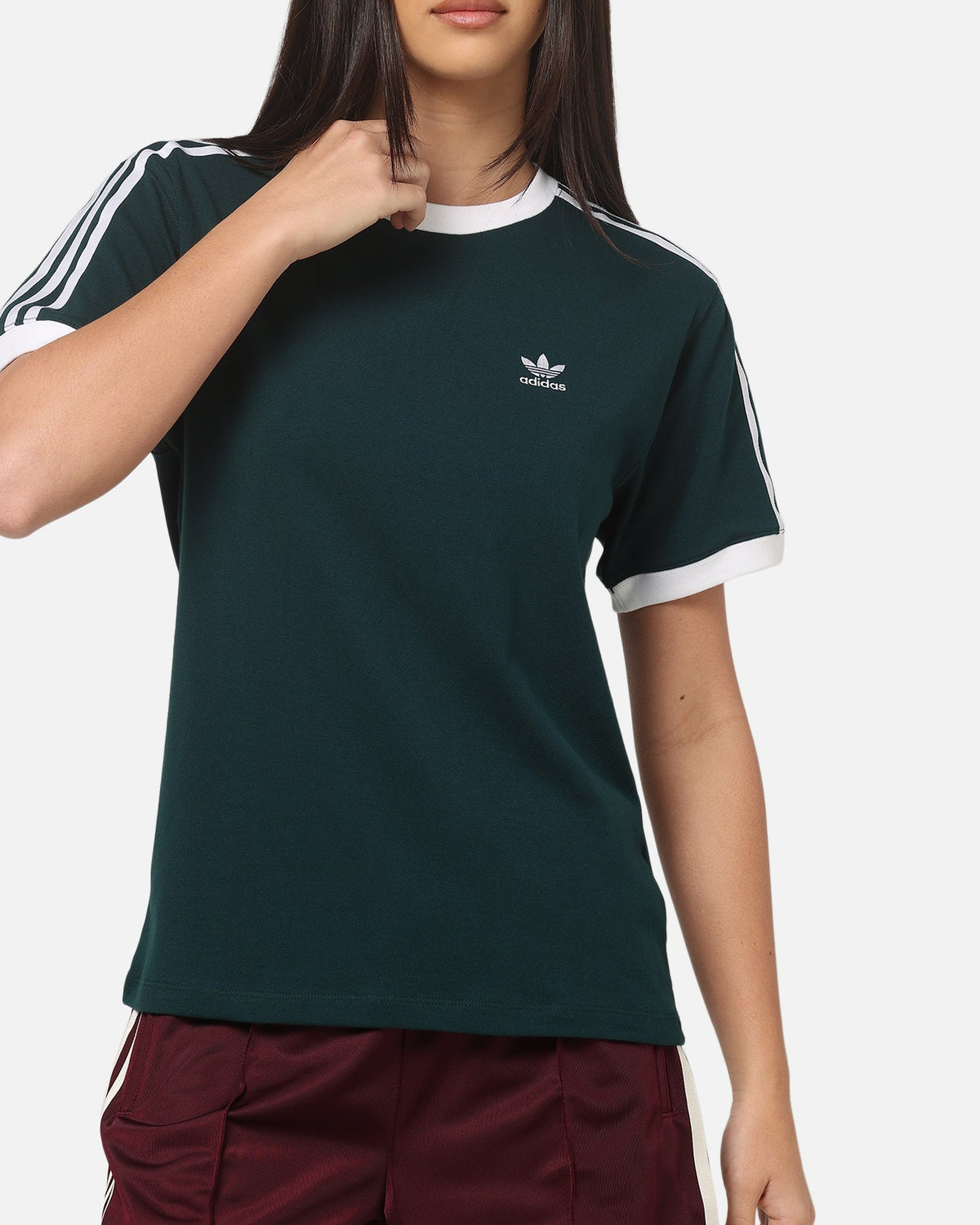 Adidas Women's 3 Stripe T-Shirt Green - image 6