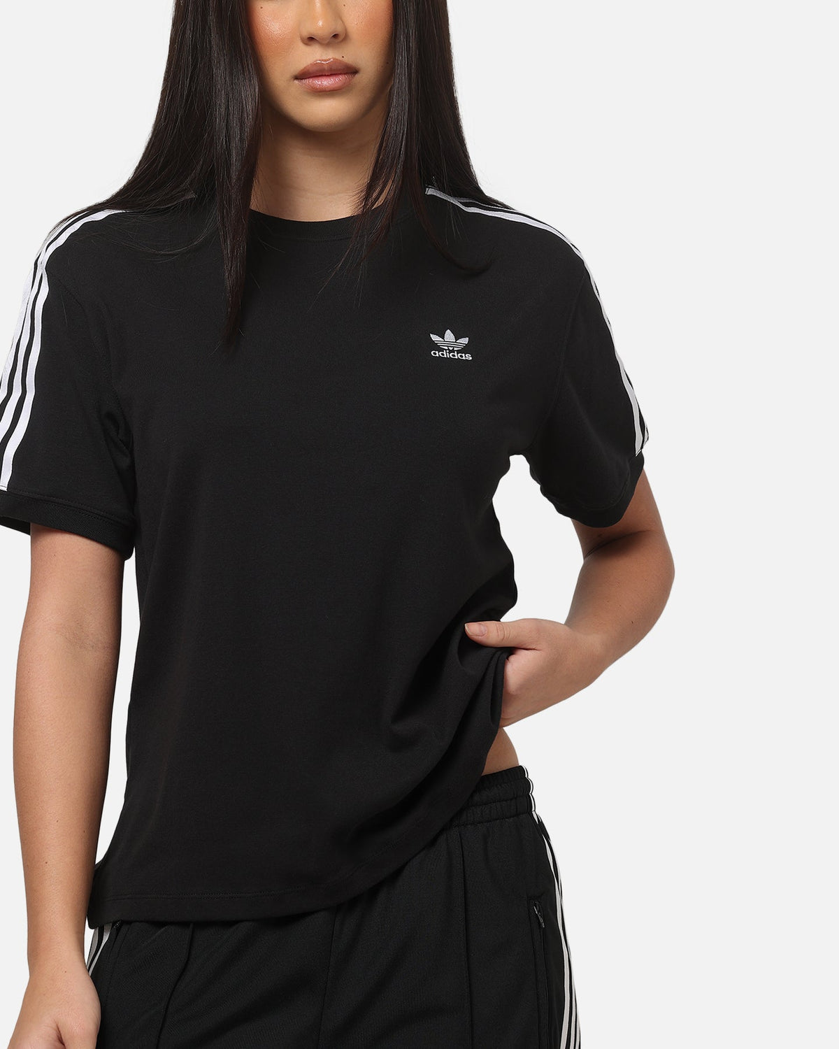 Adidas Women's 3 Stripe T-Shirt Black/White - image 6
