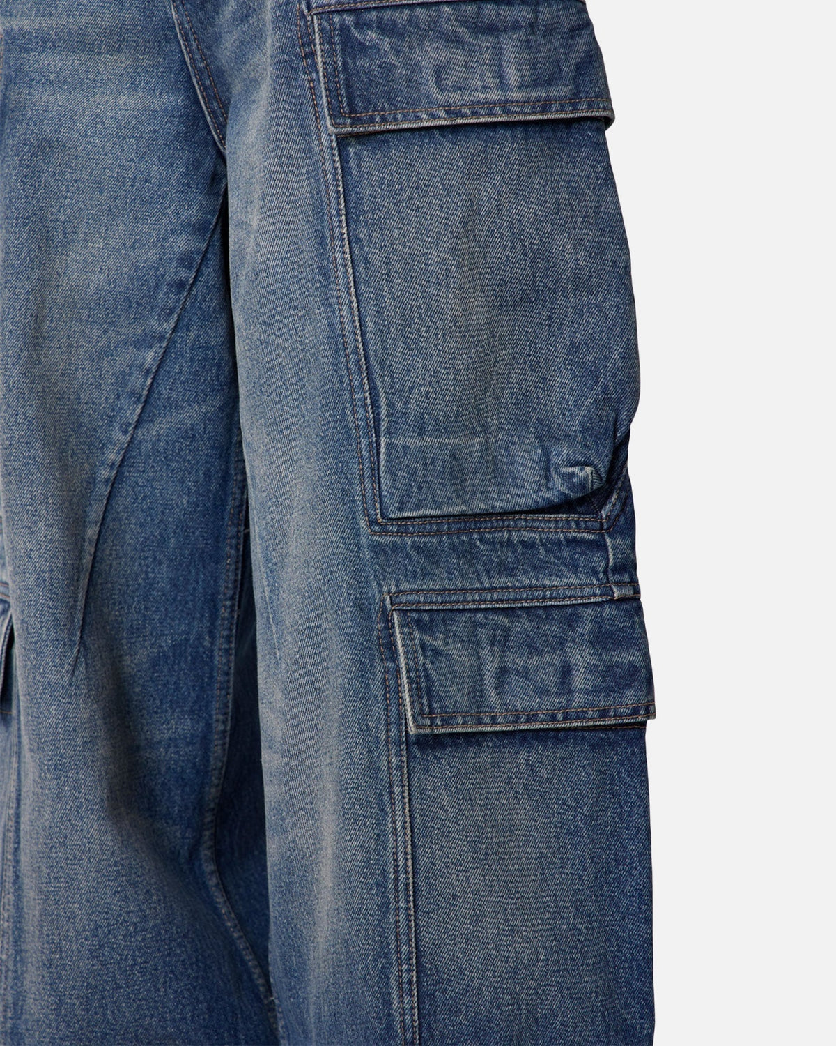 MNML Baggy Cargo Denim Pants Blue - image 6
