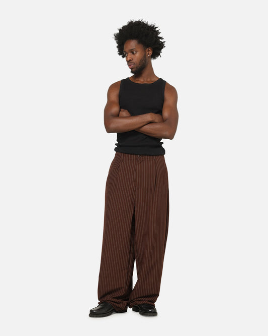 Carre Heritage Pleated Pants Brown Pinstripe - image 2