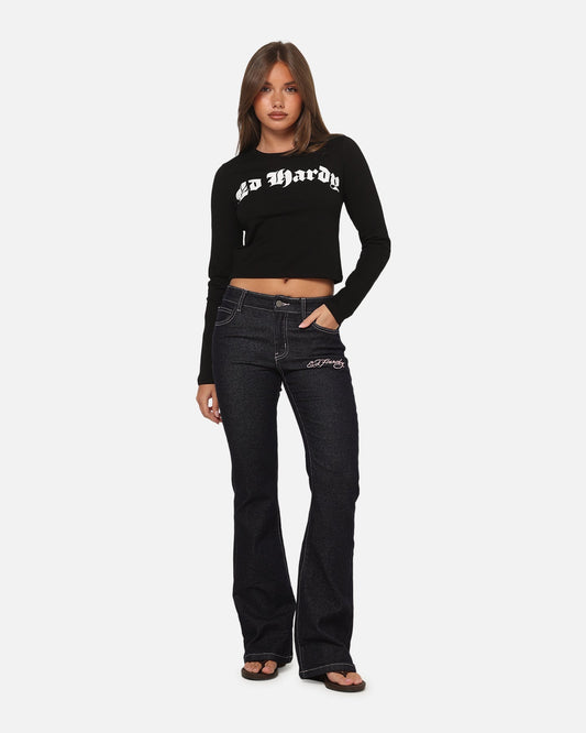 Ed Hardy Women's Rose Bootcut Jeans Raw Indigo