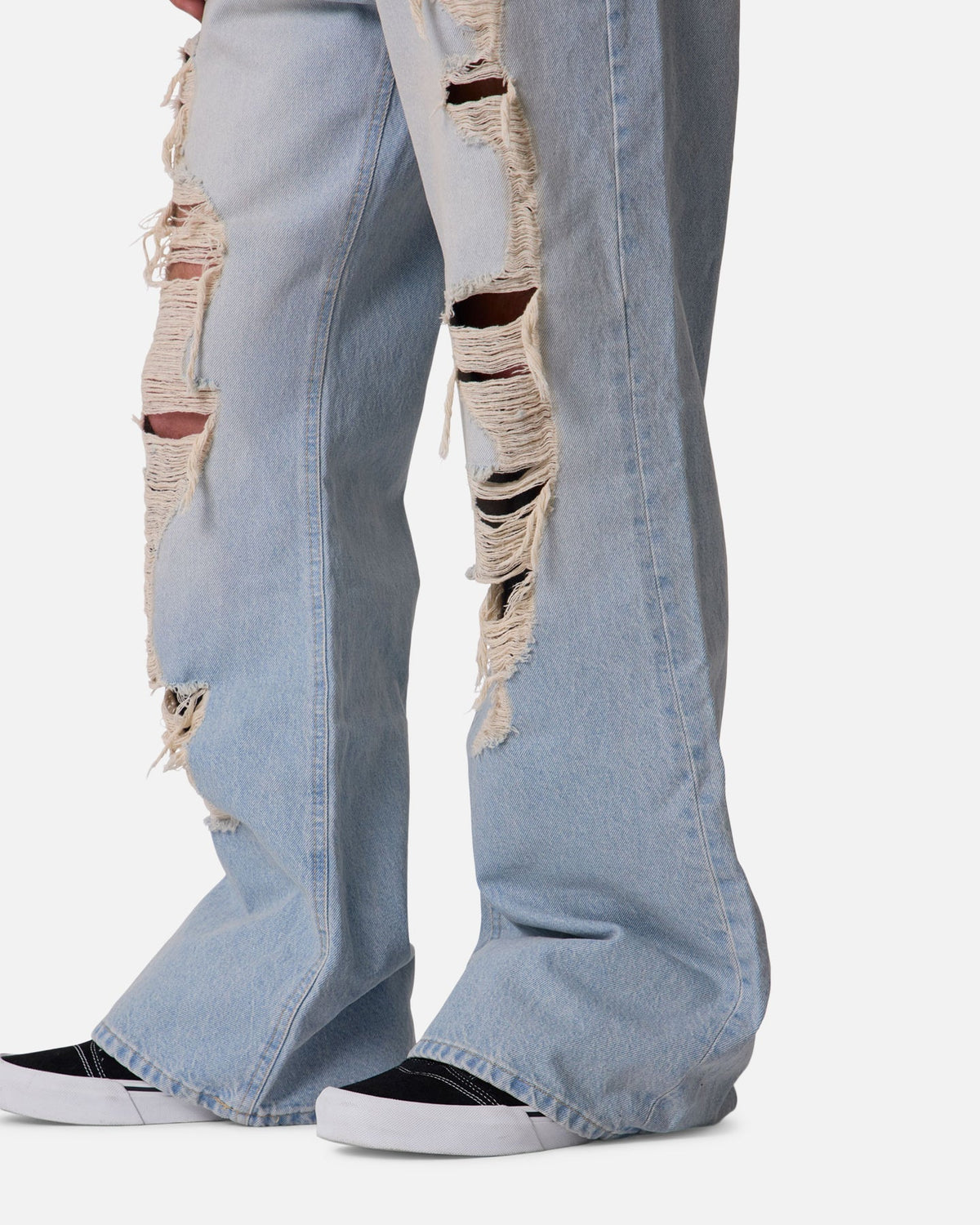 MNML Distressed Kick Flare Denim Jeans Blue - image 7