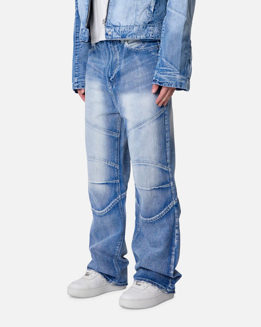 MNML Panelled Moto Denim Jeans Washed Blue - image 2