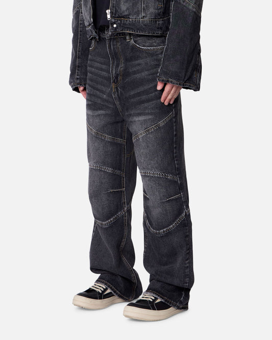 MNML Panelled Moto Denim Jeans Washed Black - image 2