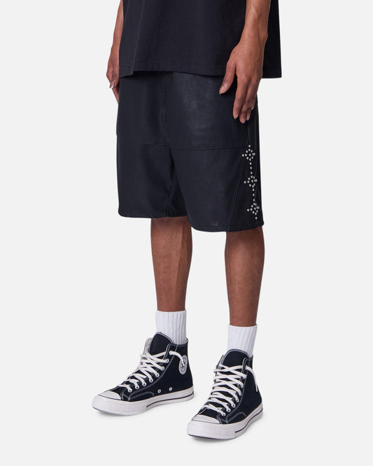 MNML Ultra Baggy Stud Leather Shorts Black - image 2
