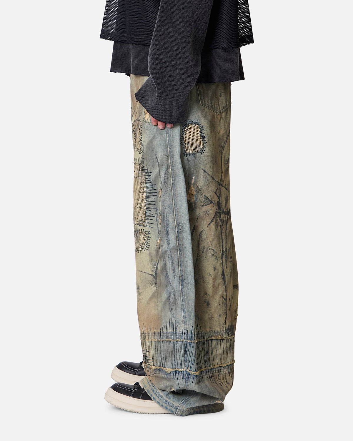 MNML Stitched Barrel Denim Pants Vintage Blue - image 7
