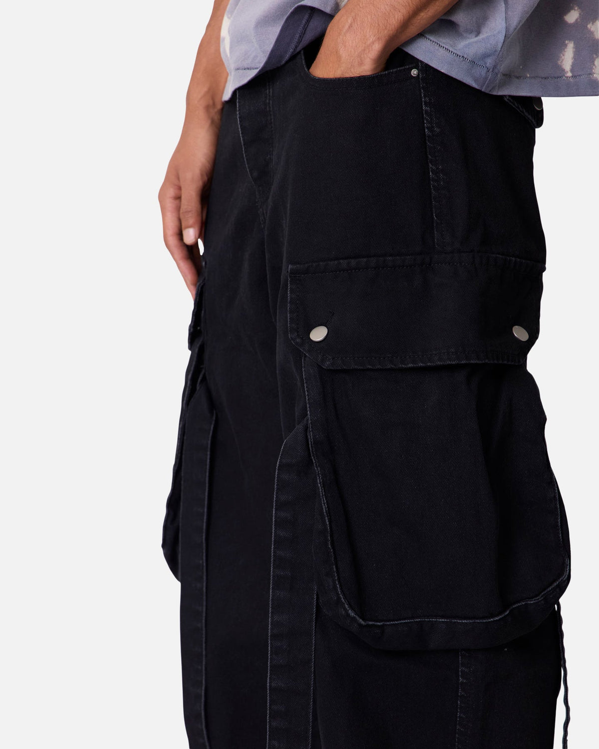 MNML Washed Cargo Pants Washed Black - image 6