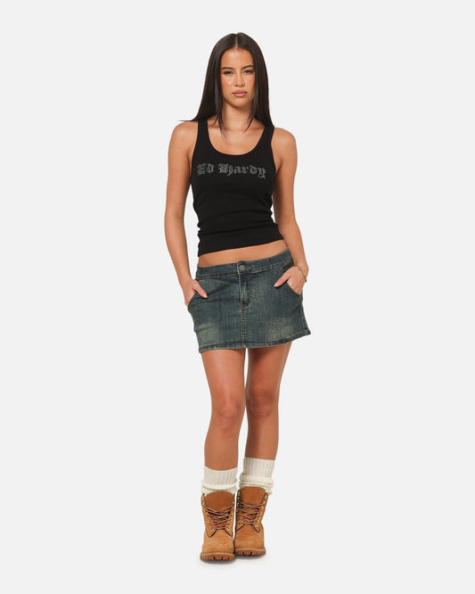 Ed Hardy Women's Tiger Denim Skirt Dirty Blue - image 2