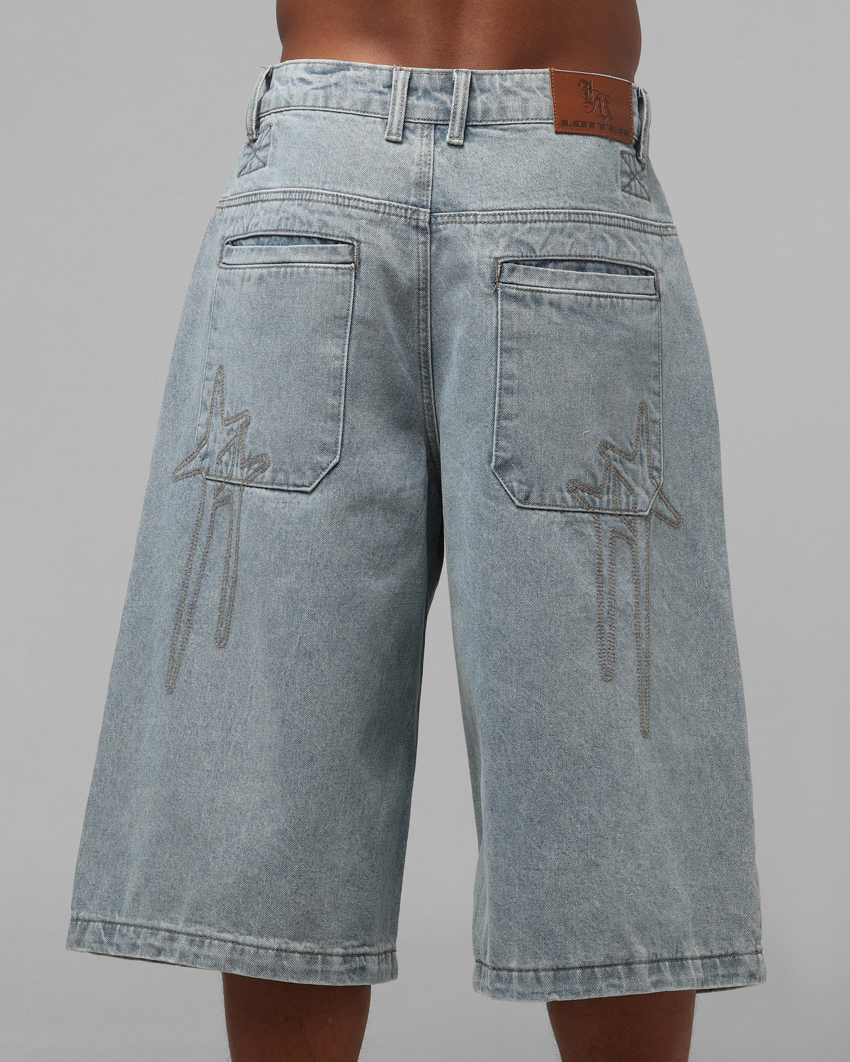 Loiter Star Born Pleated Jorts Blue Washed Denim - image 8