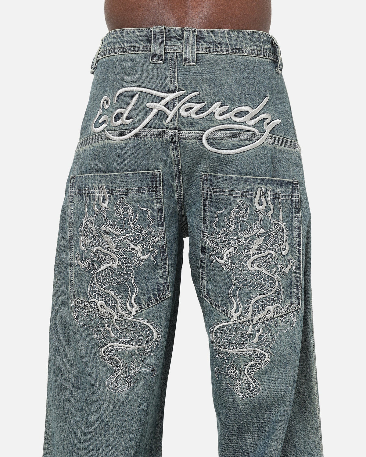 Ed Hardy Dragon Ultra Wide Jeans Mid Blue