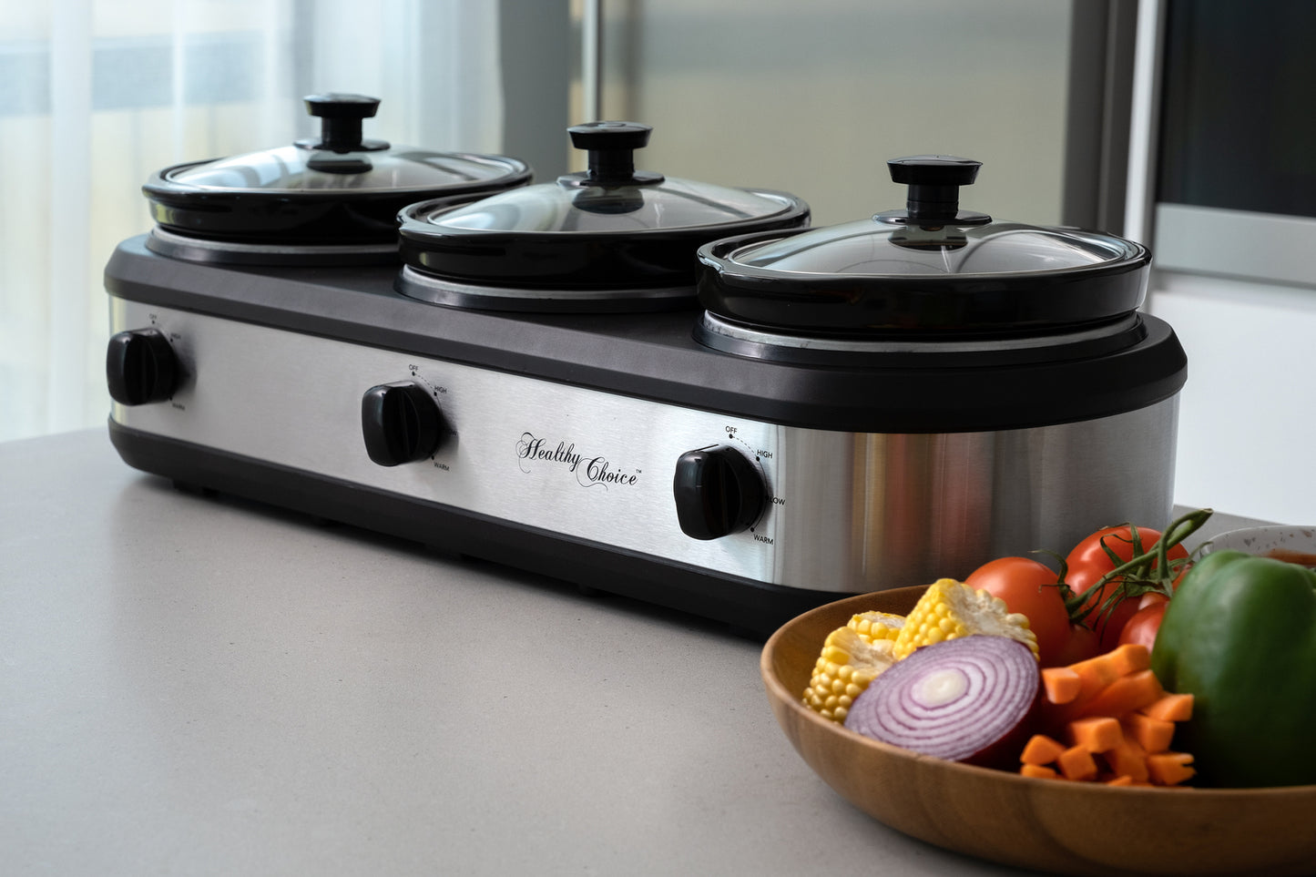 Healthy Choice 3-Pot 2.5L Slow Cooker 405W with 3 Settings