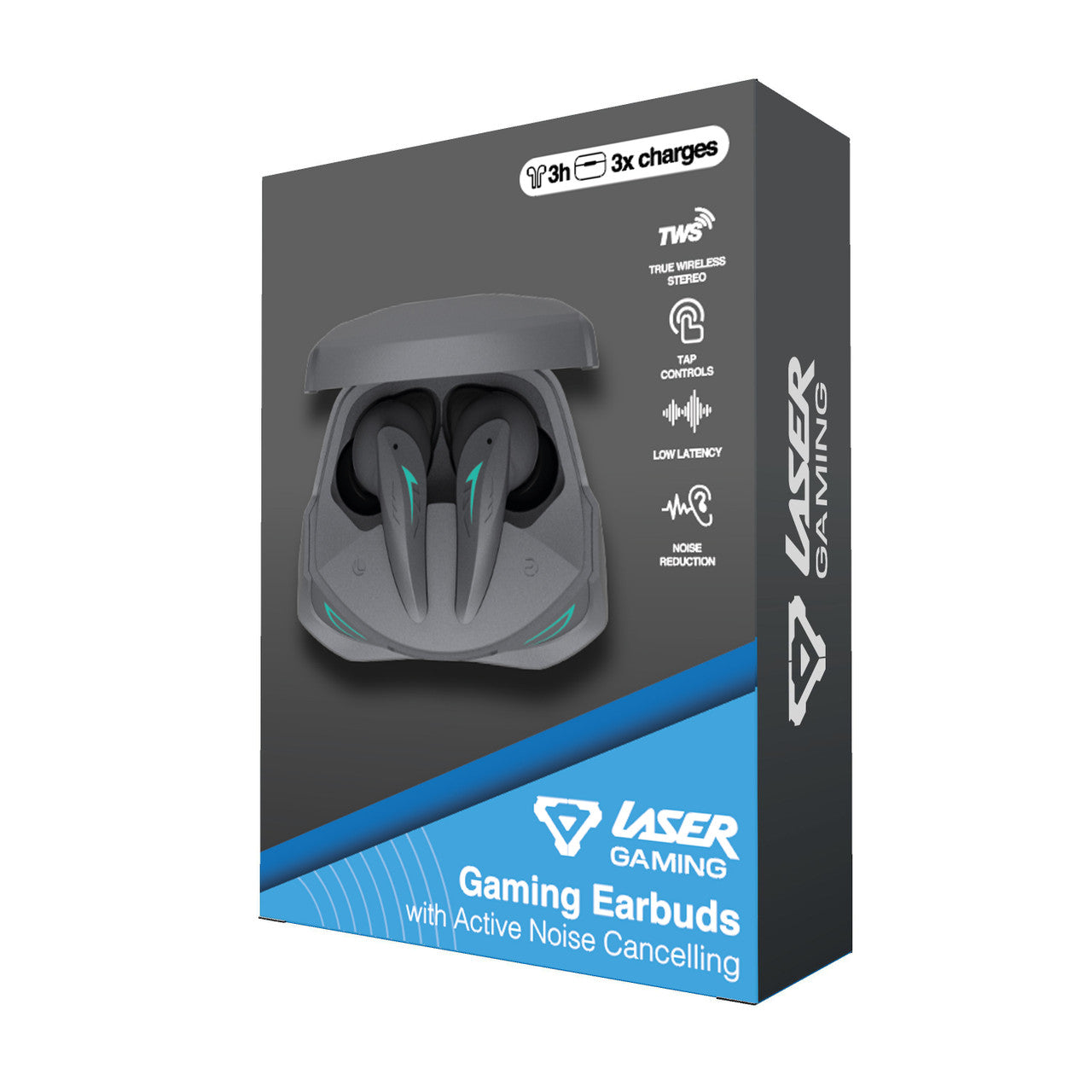Laser TWS Gaming Earphones with ANC and Low Latency (Black)