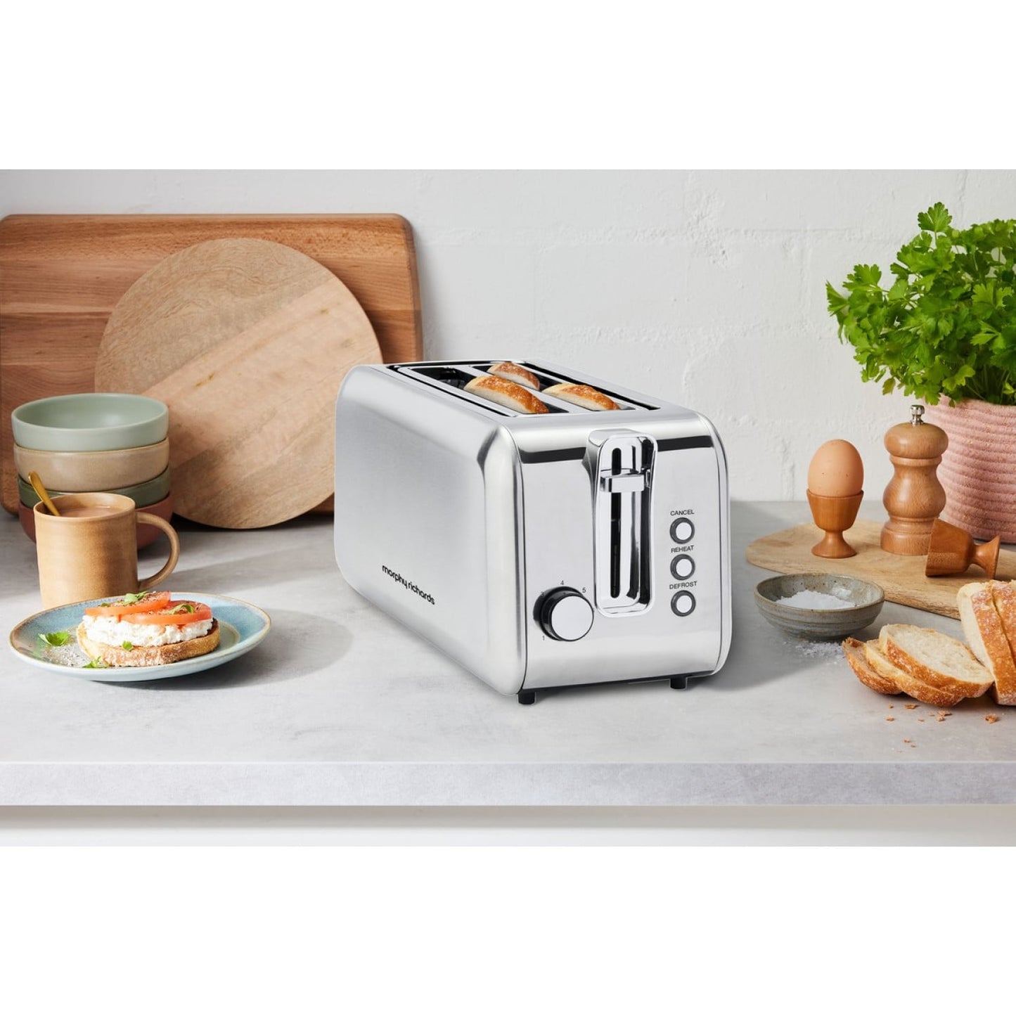 Morphy Richards Equip Stainless Steel 4 Slice Toaster with Long Slots