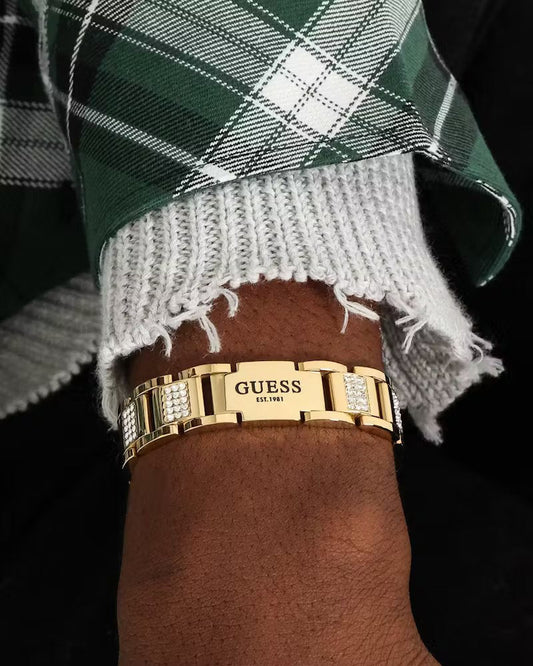 Guess Mainline 15mm Frontier Crystal Bracelet Gold - image 2
