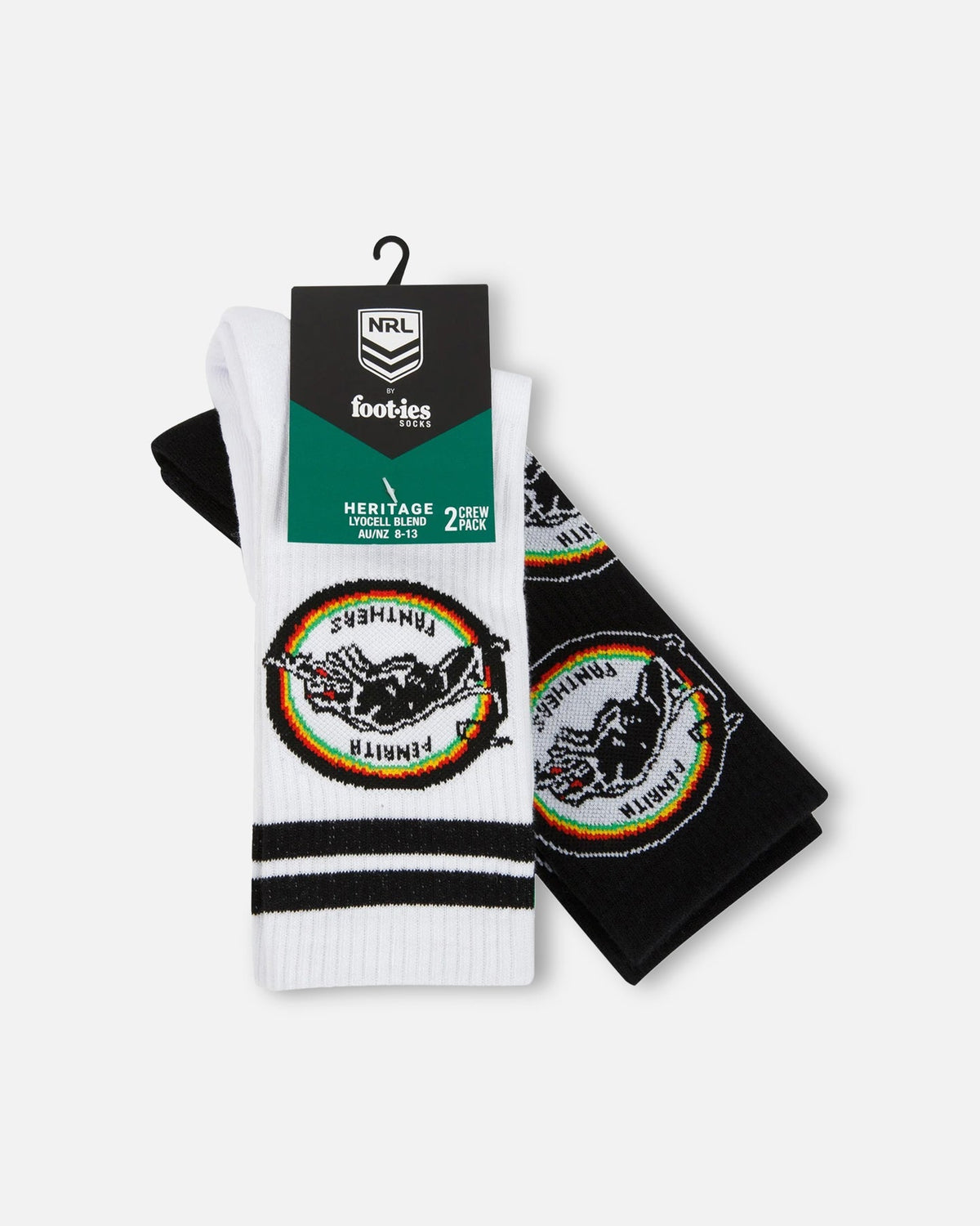 Foot-ies Penrith Panthers Crew Socks 2 Pack White/Black - image 4