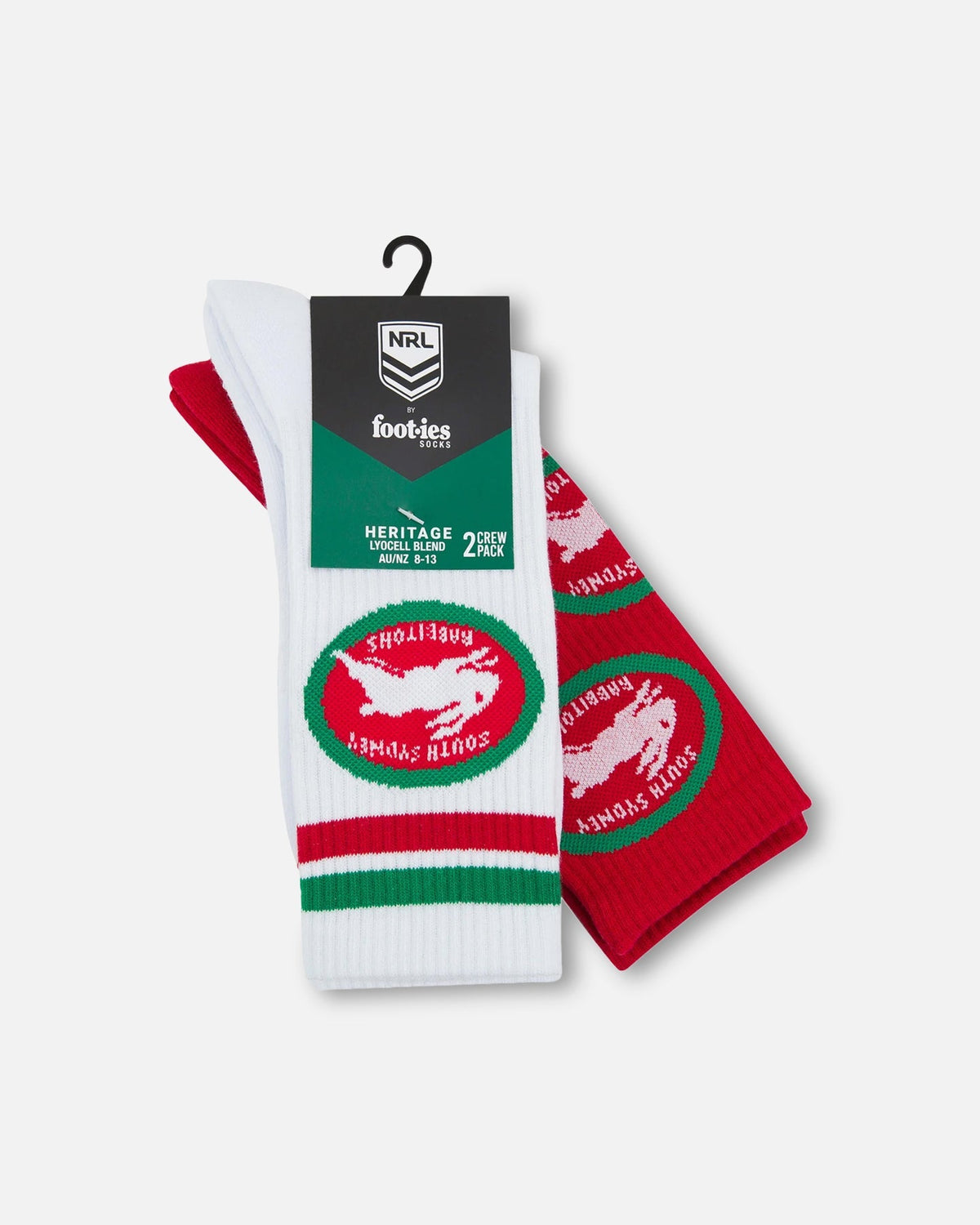 Foot-ies South Sydney Rabbitohs Crew Socks 2 Pack White/Blue - image 4
