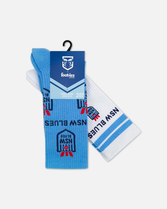 Foot-ies NSW Blues Icons Sneaker Socks 2 Pack White/Blue - image 2